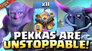 TH11 PEKKA BOWLER SMASH IS BROKEN Best TH11 Attack Strategies NO SIEGE MACHINES  Clash of Clans [upl. by Ynohtnael]