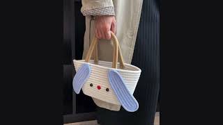 Cute Cartoon Bag Shopper Woven Casual Handbags [upl. by Ebberta]