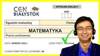 Matura z Matematyki CEN Białystok Podstawa F23 202203 próbna cały arkusz [upl. by Cony]