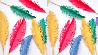 How to make beautiful paper feather  Easy to make artificial Feather  Craftsbyanu [upl. by Thun]