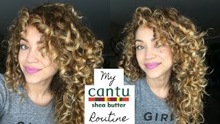 My Cantu Routine  Curly Hair [upl. by Aihsetel165]