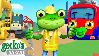 Dump truck Baby Firetruck Rescue  Gecko the Mechanic  Vehicle Repair Cartoons  Buses and Cars [upl. by Adah]