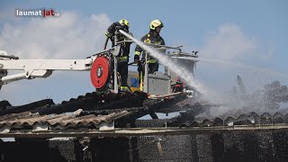 15 Feuerwehren bei Brand in einem Sägewerk in Frankenburg am Hausruck im Einsatz [upl. by Malley671]