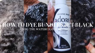 How To Dye Curly Raw Hair Jet Black Using The Watercolour Method [upl. by Adnohral928]