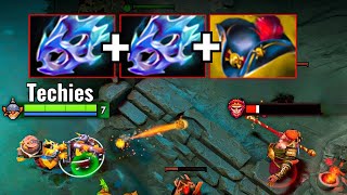 Insane 2000 Attack Range Techies x2 Moon Shards  Pirate Hat Builds 29Kills Dota 2 [upl. by Arretahs]