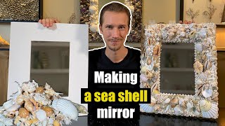 How to make a Seashell Mirror Frame  DIY shell art [upl. by Macrae859]