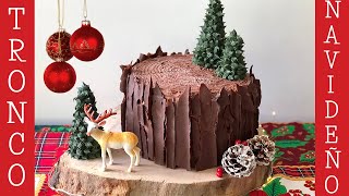 🎄 PASTEL DE TRONCO NAVIDEÑO ⎮ PASTEL DE CHOCOLATE PARA NAVIDAD ⎮ POSTRES CON IXCHEL [upl. by Tasha]