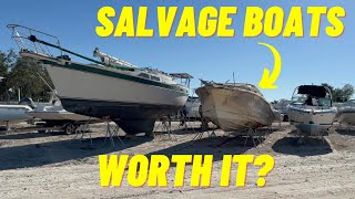 CHECKING OUT SALVAGE BOATS IN FLORIDA COPART [upl. by Eyks795]