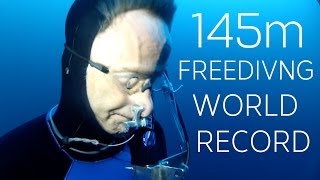 William Winram 145m Freediving World Record VWT [upl. by Ayerdna]