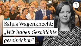 BSWWahlparty So reagiert Sahra Wagenknecht auf Prognose der Ergebnisse der Thüringer Landtagswahl [upl. by Nissa697]