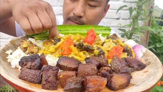 Naga mukbang eating Roasted pork fats  yam fermented soyabean and fermented bamboo shoots curry [upl. by Atilef]