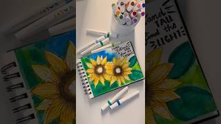 Sunflower illustration using watercolor pens art watercolor markers [upl. by Damian763]