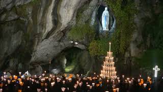 Procession Mariale aux flambeaux at the Grotte de Massabielle in Lourdes  31 October 2024 [upl. by Anila90]