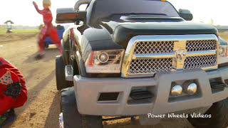 TugofWar Battle 1  Kid Trax Dodge Ram vs Power Wheels Ford F150 [upl. by Haisi323]