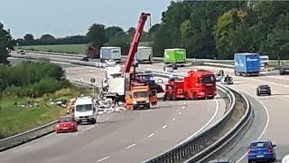 Schwerer LKWUnfall auf der A1  Vollsperrung aufgehoben 30072018 [upl. by Enier]