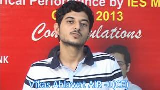 Vikas Ahlawat  Civil Engineering AIR 1 IES 2012 Toppers Interview IES MASTER Student [upl. by Kokaras]