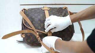 E4742 LOUIS VUITTON Monogram Canvas Saumur 35 Shoulder Bag REVIEW PREOWNED [upl. by Swayne406]