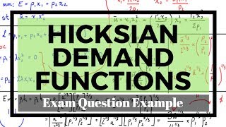 Derivation of Hicksian Demand Function from Utility Function [upl. by Xena]