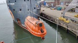 SPHLB Divers lifeboat being tested and lifted out of the water [upl. by Lupien]