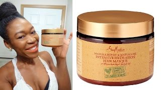 Shea Moisture Manuka Honey amp Mafura Oil Intensive Hydration Hair Masque Review [upl. by Drape]