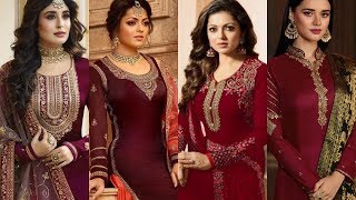 Stunning 45 Maroon Colour Combination Ideas for DressesKurtisSuitsEmbroidered Maroon Collection [upl. by Ahsilyt]