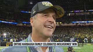 Entire Harbaugh family celebrates Wolverines win [upl. by Snell435]