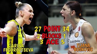 Arina fedorovtseva  Tijana boskovic  Turkish volleyball league 2024 [upl. by Leunamnauj]