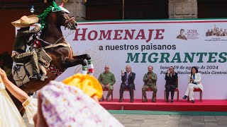 Homenaje a migrantes mexicanos desde Palacio Nacional Conferencia presidente AMLO [upl. by Sollows]