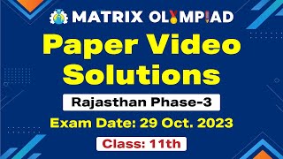 Class 11 Shift 2 Rajasthan Phase 3 Exam Paper Video Solution  October 29 2023 [upl. by Annemarie]