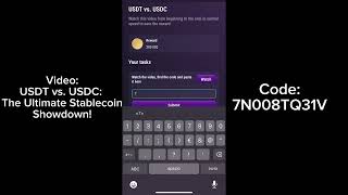 TapSwap  Code “USDT vs USDC The Ultimate StablecoinShowdown” [upl. by Nonad]