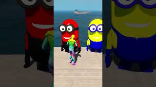 GTA 5 Epic Ragdolls RED SPIDERMAN VS RED MINION VS GREEN MINION Euphoria Physics amp Funny Fails [upl. by Rehpotsihc592]