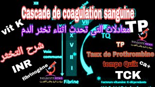 TP Taux de Prothrombine ou temps Quik cascade de coagulation TPTCK شرح نظري لتحليل تخثر الدم وتجلط [upl. by Brackett496]