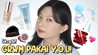 GRWM Skincare amp Makeup Pakai Produk YOU 💙💜✨ Simple Tapi Terlihat Makeupan Banget [upl. by Karrah]