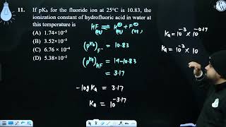 If pKb for the fluoride ion at 25ampdegC is 1083 the ionization constant of hydrofluoric acid i [upl. by Jezabelle]