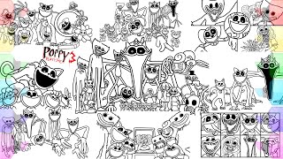 POPPY PLAYTIME CHAPTER 3 Coloring Pages  How To COLOR All BOSSES and MONSTERS from All Chapters [upl. by Akeihsal]