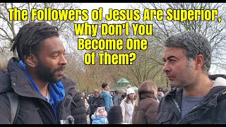 Speakers Corner David Talks To Faraz He Shows From The Quran That Jesus Was Crucified And The Word [upl. by Wiebmer]