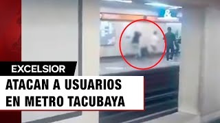 Momento exacto del ataque a usuarios en Metro Tacubaya CDMX [upl. by Aleda812]