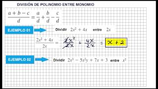 DIVISIÓN DE POLINOMIO ENTRE MONOMIO  Ejercicios resueltos [upl. by Pompei]