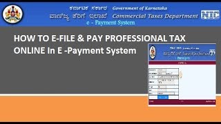 Professional tax in karnataka e Filling And Online Payment [upl. by Rayham90]