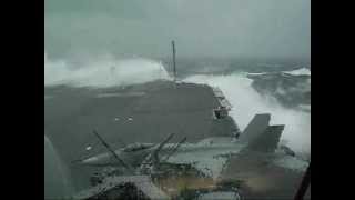 USS Kitty Hawk CV63 slammed by giant wave during typhoon [upl. by Nodnas980]