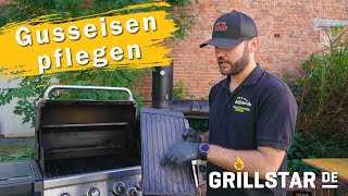 Gusseisen pflegen amp einbrennen  so wirds gemacht Gusseisenrost Dutch Oven Eisbürste [upl. by Olnton977]