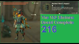 Zelda TOTK  The Shrine Explorer Ancient Heros Aspect and 152 shrines quests [upl. by Yecal]