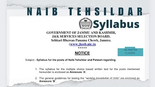 Naib Tehsildar ampPatwari Syllabus 2024 JKSSB Officially Out [upl. by Peedus761]