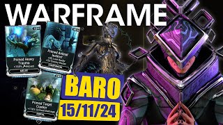 Baro KiTeer Location amp Inventory 15 November 2024  Warframe [upl. by Pickar163]