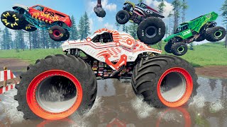 Monster Truck Mud Battle 50  BeamNG Drive  Griffs Garage [upl. by Sacrod218]