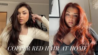 Hair Transformation From Brunette to Red At Home Red Copper Hair  Chloe Zadori [upl. by Lachish]