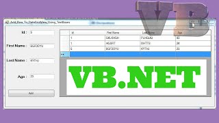 VBNET  How To Add A Row To DataGridView From TextBox In VBNET  With Source Code [upl. by Temirf]