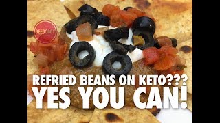 REFRIED BEANS ON KETO YES YOU CAN  KETO REFRIED BLACK SOY BEAN NACHOS [upl. by Anek980]