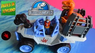 Dinosaur toys Jurassic World Playskool Heroes Dino Tracker 4x4 velociraptor toy videos [upl. by Assirahc]