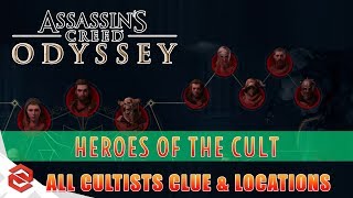 Heroes of the Cult  All Kosmos Cultists Clue Locations in Assassins Creed Odyssey No Combat [upl. by Naaitsirhc539]